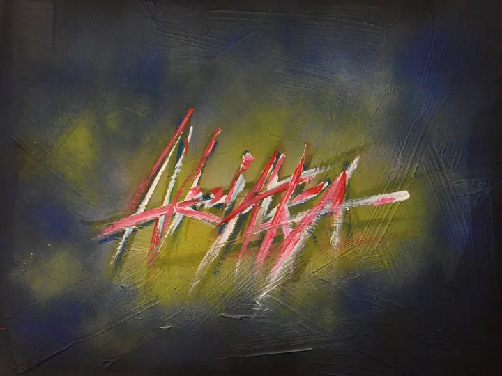 Signatures, Signatures 00 : peinture de l’artiste Akoi AKA, acrylique sur toile, 60 × 80 cm